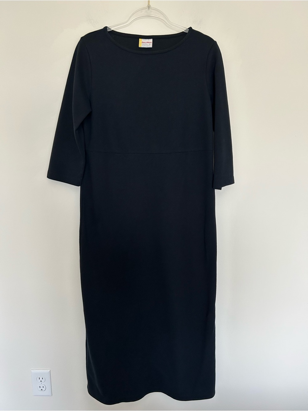 Hanna Andersson Ponte Knit Dress Black Size Medium‎ 3/4 Sleeve Midi Modest